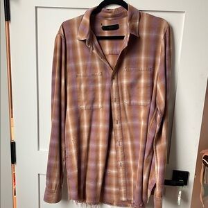 AMIRI Purple and Tan Plaid Casual Shirt